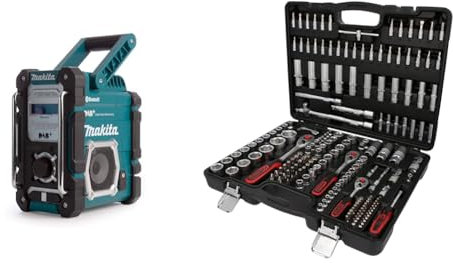 Makita DMR112 Akku-Baustellenradio 7,2 V - 18 V mit DAB+ und Bluetooth (ohne Akku, ohne Ladegerät), türkis & KS Tools 917.0779 1/4+3/8+1/2 Steckschlüssel-Satz, 179-tlg