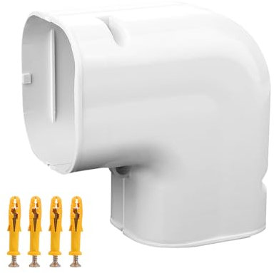 Connextion Wandanschlußstück, Klimaanlage PVC Line Abdeckung Kit für Split und Zentrale Klimaanlage und Wärmepumpe Linie, Dekorative PVC-Rohrabdeckung für Wanddurchführung Klimaanlage (Rechtwinklig)