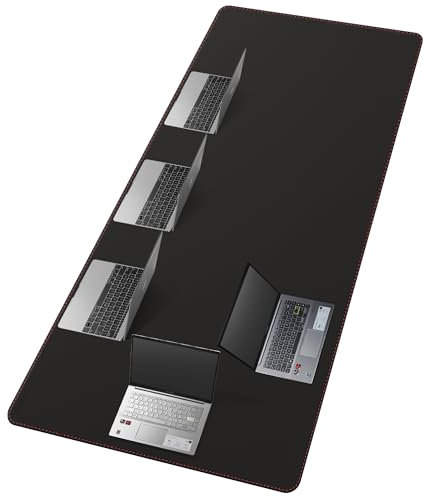 ZORESYN Schreibtischunterlage 200x100cm Schwarz – Premium Tischdecke aus Kunstleder für Konferenztische & Festtafeln | XXL rutschfeste Unterlage mit Wildleder-Basis | Wasserfest & Kratzfest