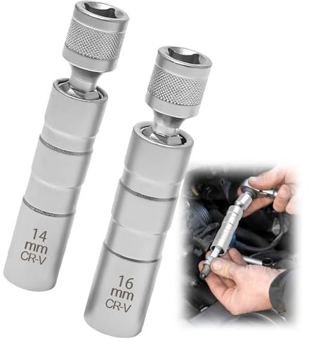 Tkxjry 2 conectores de bujía para reparación de coches, 14 mm – 16 mm, llave de bujía magnética, enchufe de bujías, llave de bujía para coche, universal magnético