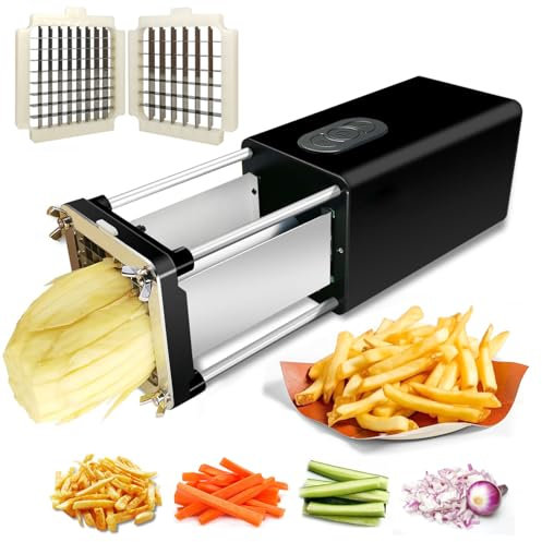Mavdecll Electric French Fry Cutter, Automatic Potato Cutter, Potato Slicer with 1/2Inch & 3/8Inch Blade, Easily and Quickly Cut Potatoes, Carrots, Cucumbers, Onions