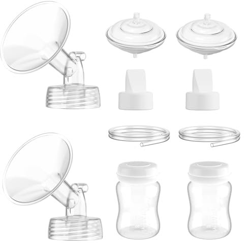 Momlacto Pump Parts Compatible with Spectra S1/S2/9Plus Breastpump, 2Set Replacement Parts Include Flange,Duckbill Valve,Backflow Protector,Tube,Bottle, Not Original Spectra Accessories (15mm Flange)
