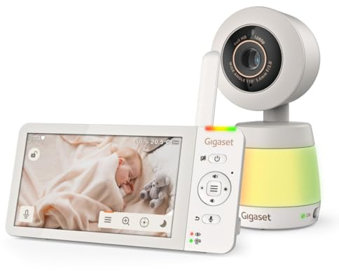 Gigaset Baby 700 Connected Baby Monitor, Touch 5,5, Cream White | Touchscreen 5,5 pollici Full HD, trasmissione FHSS e WLAN, app Gigaset, [Versione Italiana]