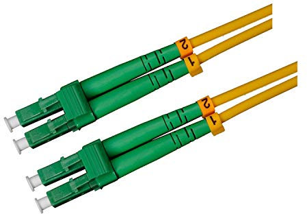 CONBIC LWL Glasfaser-Kabel – 2m OS2 gelb, LC/APC auf LC/APC Stecker, Duplex 9/125 Patchkabel – Lichtwellenleiter 2 Meter
