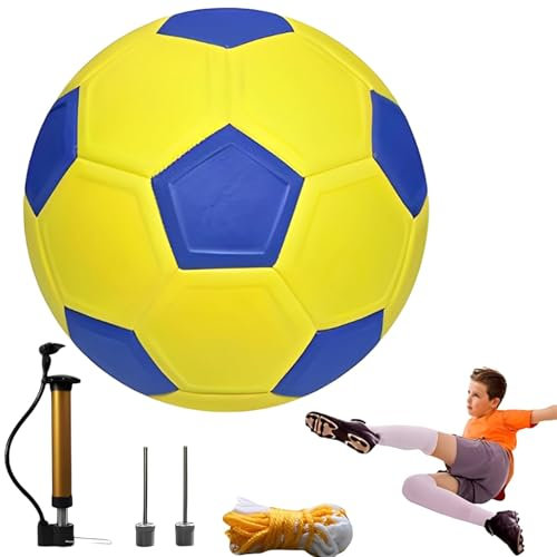 MXYZQDE Curve Ball Fußball, Gelbe Fußbälle für Training, 21.5 cm Größe, Ideal für Junge Mädchen, Strand und Wiese Perfekt Für Anfänger Und Trickübungen