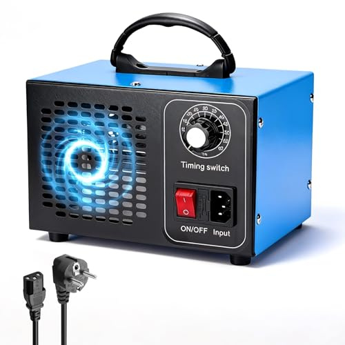Ozongenerator, 60000mg/Std Ozongerät, O3 Ozon Luftreiniger, O3 Ozonisator Mit 60min Timer Für 320㎡, Tragbares Ozon Luftreiniger Ozongerät Für Auto Garagen Wohnung Hotels Küche Haustiere, Blau
