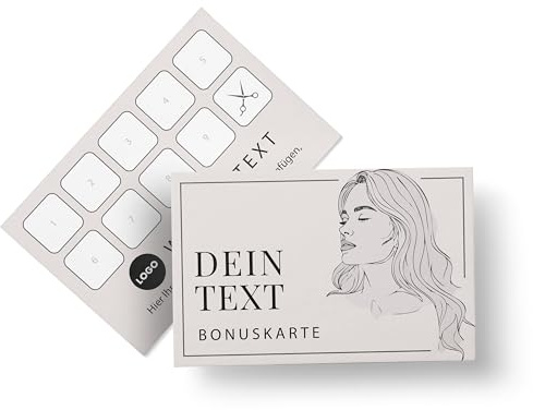 Bonuskarten erstellen – 50 Stempelkarten mit Name, Logo personalisiert – gut stempelbar, beschreibbar – Treuekarten made in Germany – (Motiv 7)