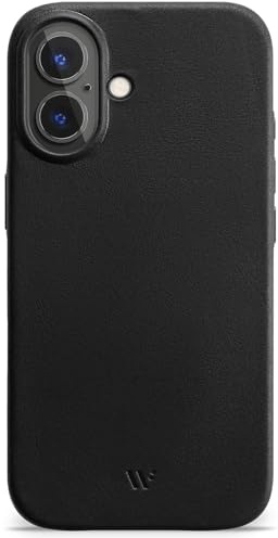 WIIUKA Hülle für iPhone 17, Leder aus Deutschland, Lederhülle extra Dünn, Premium Handyhülle, Case, Qi, skiin More, Vintage Schwarz