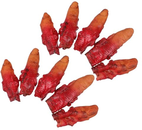 ifundom Lot de 10 Faux Doigts Coupés Rouges Foncés Accessoires D’Horreur Halloween Réalistes Jouets de Farces pour Décoration Fête Hantée Fournitures Décoratives Halloween Effrayantes