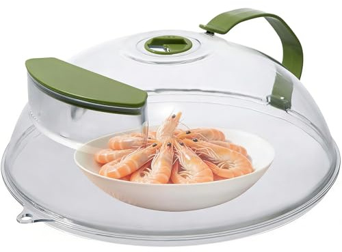 Microwave Cover, Microwave Splatter with Water Steamer, Transparent Microwave Plate Food with Handle, Microwaves Splatter Cover for Food, Food Meal Prep (Water-Filled Upgraded Splash-Proof Cover)