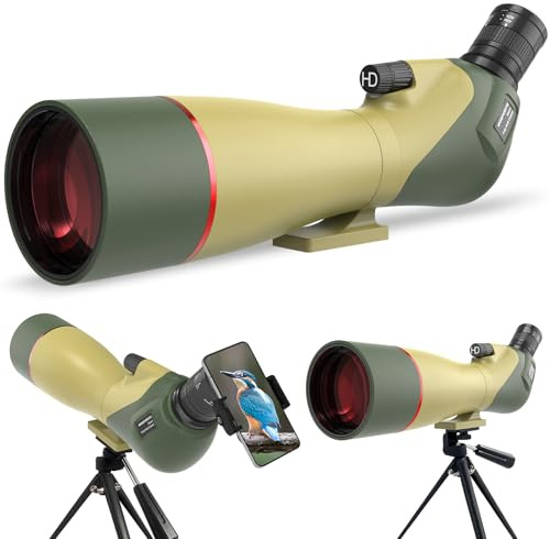 WOSPORTS 25-75x85 Spotting Scopes with Tripod, Carrying Bag, Phone Adapter, HD BAK4 Porro Prism, Waterproof Spotter Scope for Hunting, Target Shooting, Bird Watching, Wildlife Viewing