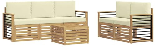 vidaXL Sofagarnituren Massivholz Akazie, Garten Lounge, langlebige Ecksofa, Moderne Möbel für Terrasse, Bequeme Sitzecke zum Entspannen
