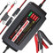 BMK Chargeur de batterie intelligent portable 12 V 5 A avec anneaux crocodiles détachables pour voiture, bateau, tondeuse à gazon, batterie au plomb scellée scellée