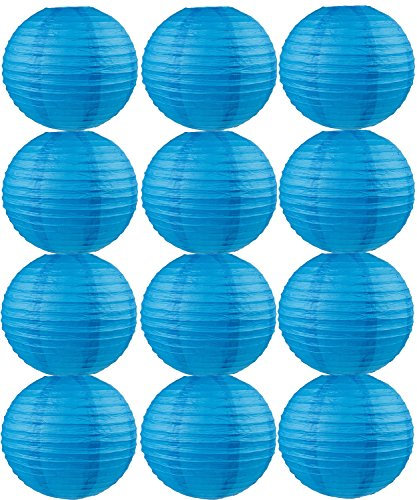Tmade 12 Stück 20 cm blau Papier Laternen für Geburtstag, Babyparty, Hochzeit, Party, Garten, Heimdekoration