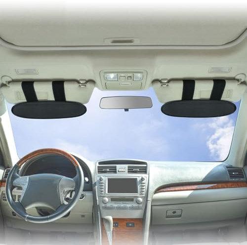 WANPOOL Parasol Universal Extensible para Coches, Camiones y Auto Caravanas - Anti Reflejo, Antideslumbrante para Conductor y Pasajeros (Plata) - 2 Unidades