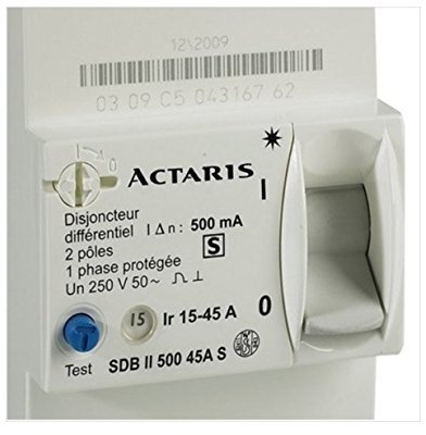 Itron 400019 - Disjoncteur de branchement EDF 2P 45A - diff 500 mA - sélectif - SDB II 500 45A S