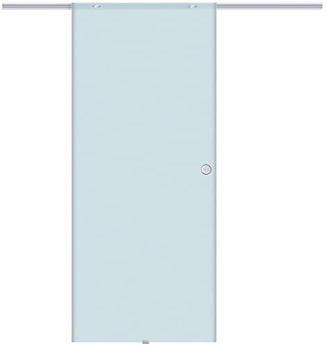 HOMCOM Porta Scorrevole Interna in Vetro Smerigliato con Binario B3 in Alluminio per Bagno Cucina Studio Vetro 205x 90x 0,8cm