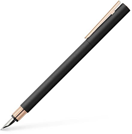 Faber-Castell 343101 - Füller Neo Slim Metall, Federbreite F, schwarz mit rosegold