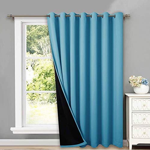 NICETOWN Total Shade Patio Door Curtain, Heavy-Duty Full Light Shading Sliding Door Drape Room Divider Curtain, Vertical Blind for Window(Teal Blue, 1 Panel, 100 inches Wide x 84 inches Long