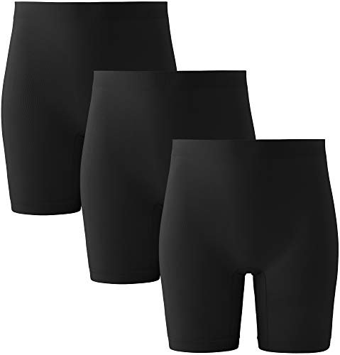 INNERSY Black Cycling Shorts Women Chub Rub Shorts Under Dresses Safety Shorts Leggings 3 Pack (Large, Black)