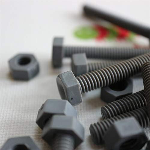 50 x PVC Vis à tête hexagonale Gris Écrous et vis en plastique PVC-U, résistants à l'oxydation et aux intempéries, robustes, en UPVC, écrous et vis en plastique, M6 x 40mm
