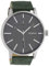 Oozoo Herrenuhr Chrono Look mit Lederband 50 MM Silberfarben/Grau/Grün C10500