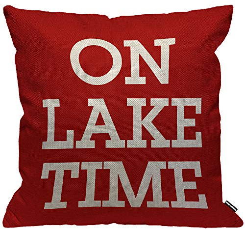 HGOD DESIGNS Kissenbezug auf dem See, lustige Schriftzug, kreative Freizeit, elegant, rot, Kissenbezug, Heimdekoration für Männer/Frauen, Wohnzimmer, Schlafzimmer, Sofa, Stuhl, 45 x 45 cm