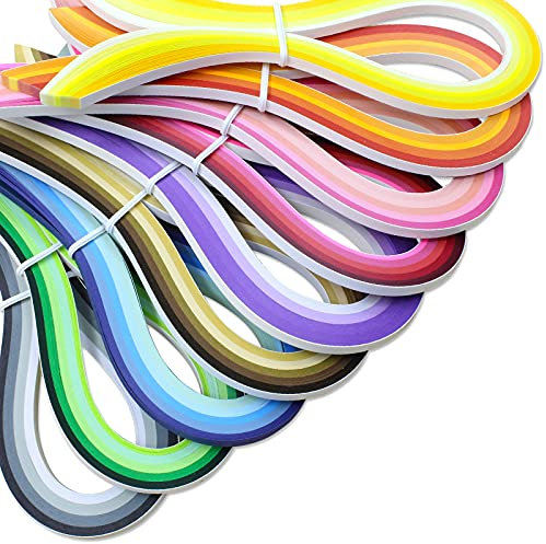 Zorfeter 9 Sets mehrfarbige Quilling-Papierstreifen, 900 Streifen, 42 Farben, 5 mm Breite, 38,1 cm Länge