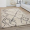 Paco Home Hochflor Teppich Wohnzimmer Schlafzimmer Boho Skandinavisch Shaggy Modern Rautenmuster, Grösse:140x200 cm, Farbe:Creme Anthrazit