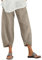 ZANZEA Womens Casual Trousers Cotton Linen Cropped Pants Loose Fit Straight Elasticated Waist Chino Bottoms with Pocket Beige L