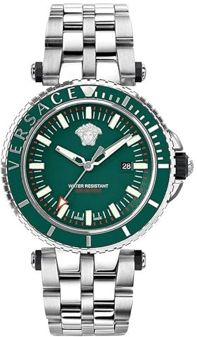 Versace Herren Armbanduhr V-Race Diver 46 mm Wasserdicht Armband Edelstahl VEAK00721