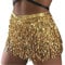 Wedity Bauchtanzrock Hüftgurt Pailletten Quaste Rock Hüftwickelschal Rave Musik Festival Kostüm für Frauen Mädchen (Gold)