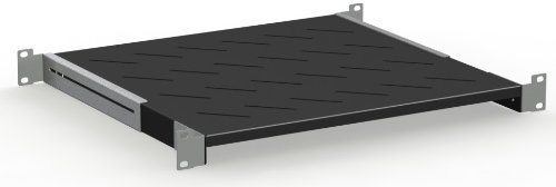 Rack Magic - 1HE Fachboden Rackablage für 19 Zoll Rack bis 40kg 400-540mm Tiefe - Schwarz