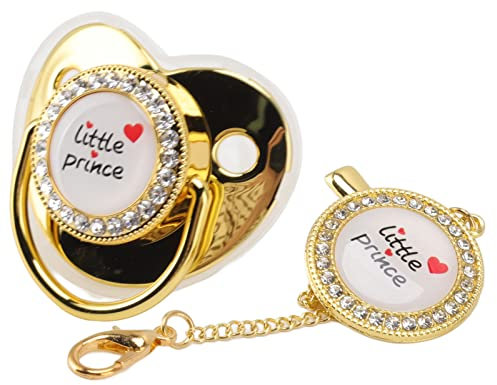 Baby-Schnuller, BPA-freier Silikon-Luxus-Schnuller Golden Bling Newborn Dummy Schnuller für 6 Bis 18 Monate Baby Ultra Light(Gold)