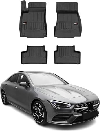 OMAC Fußmatten für Mercedes CLA C118 2019-2026 Gummi 4tlg Schwarz | Premium, Gummimatten, Automatten, Allwetter, fahrzeugspezifisches Produkt, 3D-Passform, Antirutsch, wasserdicht