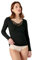 Damart - T-Shirt Fine Côte Guipure Thermolactyl, Femme, Noir, Taille S, Manches Longues
