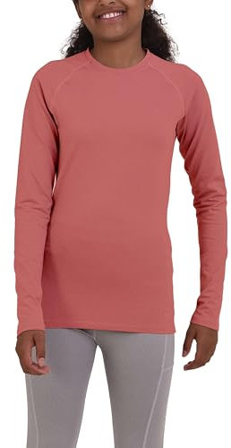 TCA Girls' SuperThermal Long Sleeve Performance Base Layer Running Training Top - Dusty Rose Marl, 12-14 Years