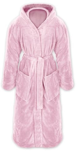 Gräfenstayn® Damen & Herren Kuschelfleece Bademantel mit Kapuze Größe S-XXXL Öko-Tex Standard 100 Flanell Fleece (XXXL, Rosa)
