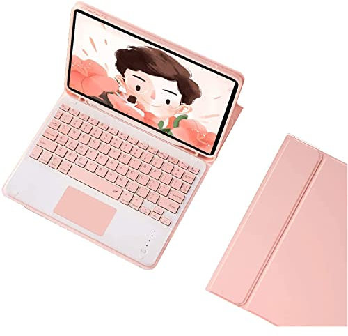 ERY Funda Teclado para Lenovo Tab M10 FHD Plus 10,3 Modelos TB-X606F/TB-X606X, Funda Delgada Ligera Inteligente con Panel Táctil, Teclado Español Ñ Inalámbrico Bluetooth Desmontable,Rosado