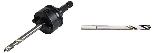 Starrett ARBHS-A10E-01 Hole Saws Arbor - 32-210mm Quick Hitch Screw Thread Hex Shank Arbor with 6.35mm High Speed Pilot Drill Bit - Quick Change Mandrel & A014CE 92mm Extended Length Pilot Drill
