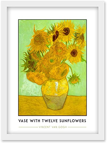 Wee Blue Coo Vincent Van Gogh Vase With Twelve Sunflowers Painting Artwork Framed Wall Art Print A4