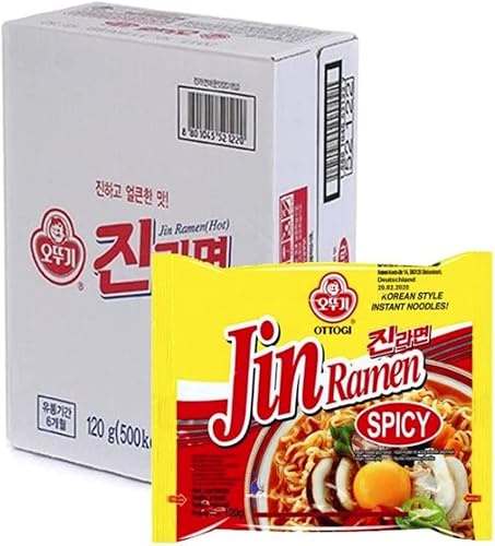 Ottogi Jin Korean Ramen Noodles (Spicy) 120g (Pack of 20)