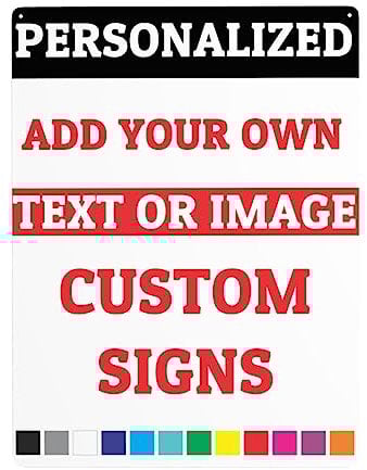 Schilder - Schild mit Wunschtext selber gestalten - Blech-Schild selbst gestalten personalisiert mit Foto/Text/Logo - Wetterfestes Hinweisschild für Garage/Hotel/Parkplatz/Schule/Firma und Garten