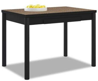 ASTIMESA Ausziehbarer Küchentisch, Schwarze Struktur, laminierte Tischplatte, dunkle Eiche, ideal für kleine Räume, 90 x 50 cm, ausziehbar 140 x 50 cm