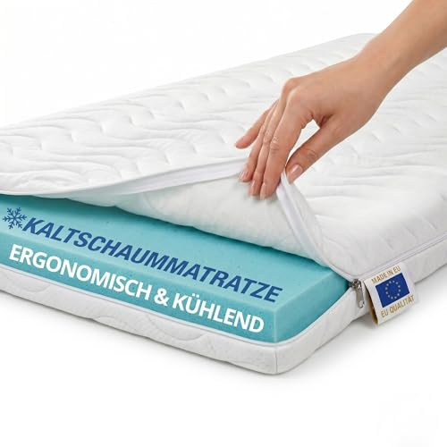 Pillows24 Matratze 160x200 H3, 13 cm Höhe, Kaltschaummatratze, Waschbar | Atmungsaktiver Bezug waschbar bis 60°C, Hautfreundliche Mattress, Atmungsaktiv & Hypoallergen Water Foam, Made in EU