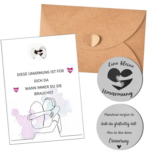 Aoiuenok Glücksmünze Eine Kleine Umarmung, Mutmacher Geschenk Gute Besserung Geschenke Token Glücksbringer, Glücksbringer Neuer Job, Glücksbringer Prüfung, für Freundinnen, Freundin, Mädchen, Kollege
