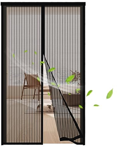 Zanzariera Magnetica per Porte 130x260cm,Tenda Anti-Zanzara con Calamita Zanzariera Magnetica porta,Nessun Attrezzo Richiesto,Chiusura Automatica Traspirante Zanzariere Anti Insetti,Nero