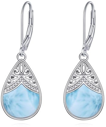 VONALA Tropfen-Ohrringe, Sterlingsilber, filigran, irische keltische Tropfen-Ohrringe, Schmuck, Geschenke für Damen und Mädchen (Larimar-Ohrringe)