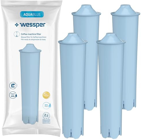 Wessper Filterpatronen für kaffeevollautomat, Aqua Blue Wasserfilter mit aktivkohle für Kaffeemaschine, Kartuschen kompatibel mit Jura Impressa, ENA, Micro, GIGA, 71312 Blue, 4 Stück