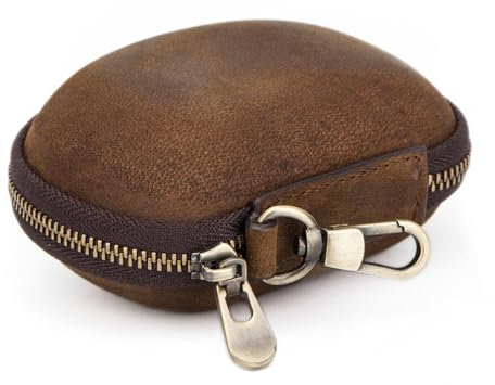 CONTACT'S FAMILY Custodia Pieghevole per Occhiali da Sole, Astuccio Clip Occhiali da Sole Pieghevole, Custodia Occhiali Pieghevoli in Pelle (Caffè)